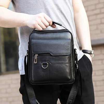 sac à bandoulière noir classique homme