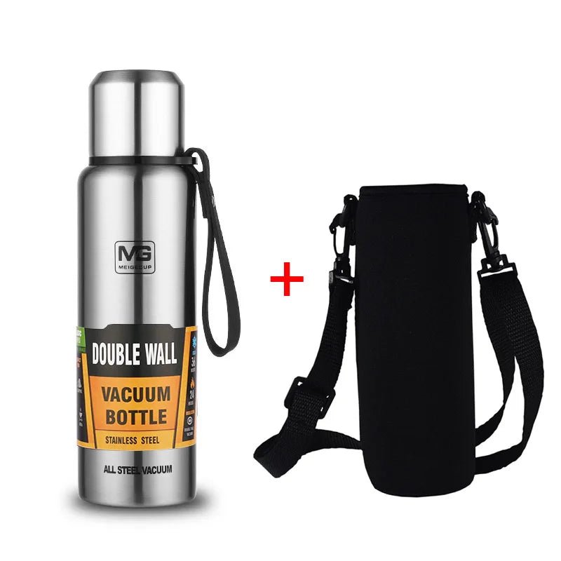 bouteille isotherme 1L argenté avec sac