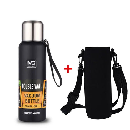 bouteille isotherme 1L noire avec sac