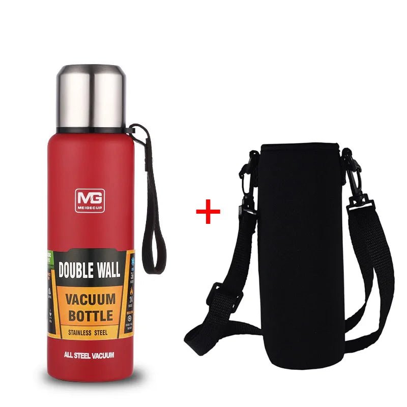 bouteille isotherme 1L rouge avec sac