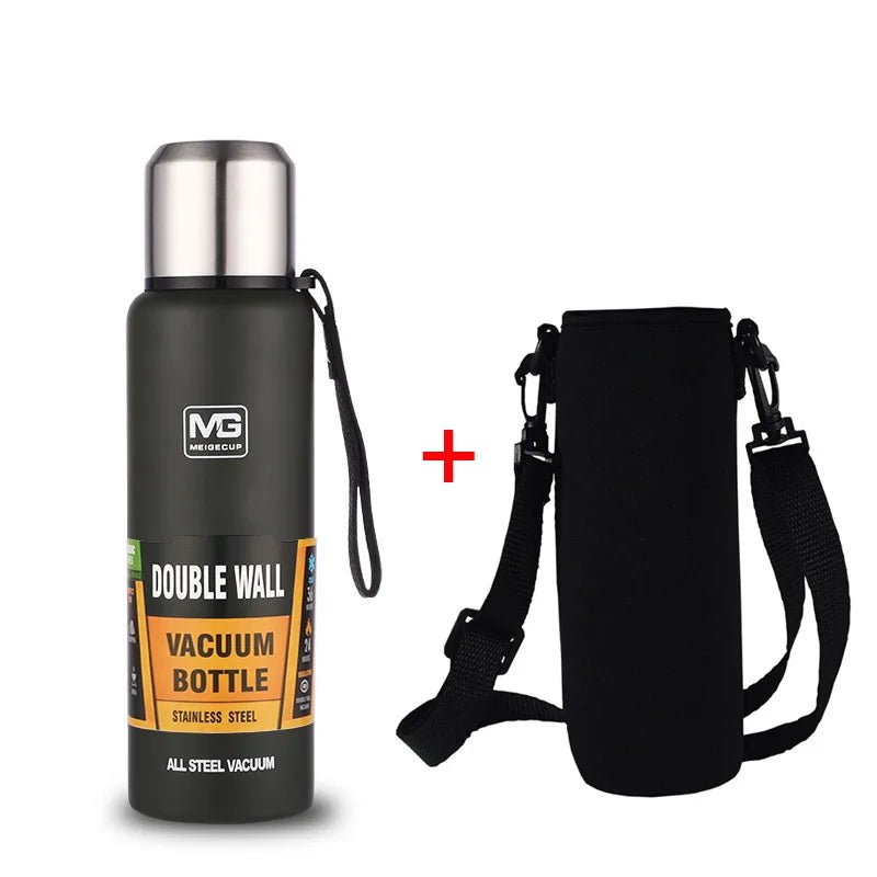 bouteille isotherme 1L verte avec sac