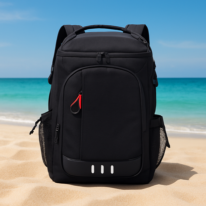 sac à dos isotherme noir à la plage