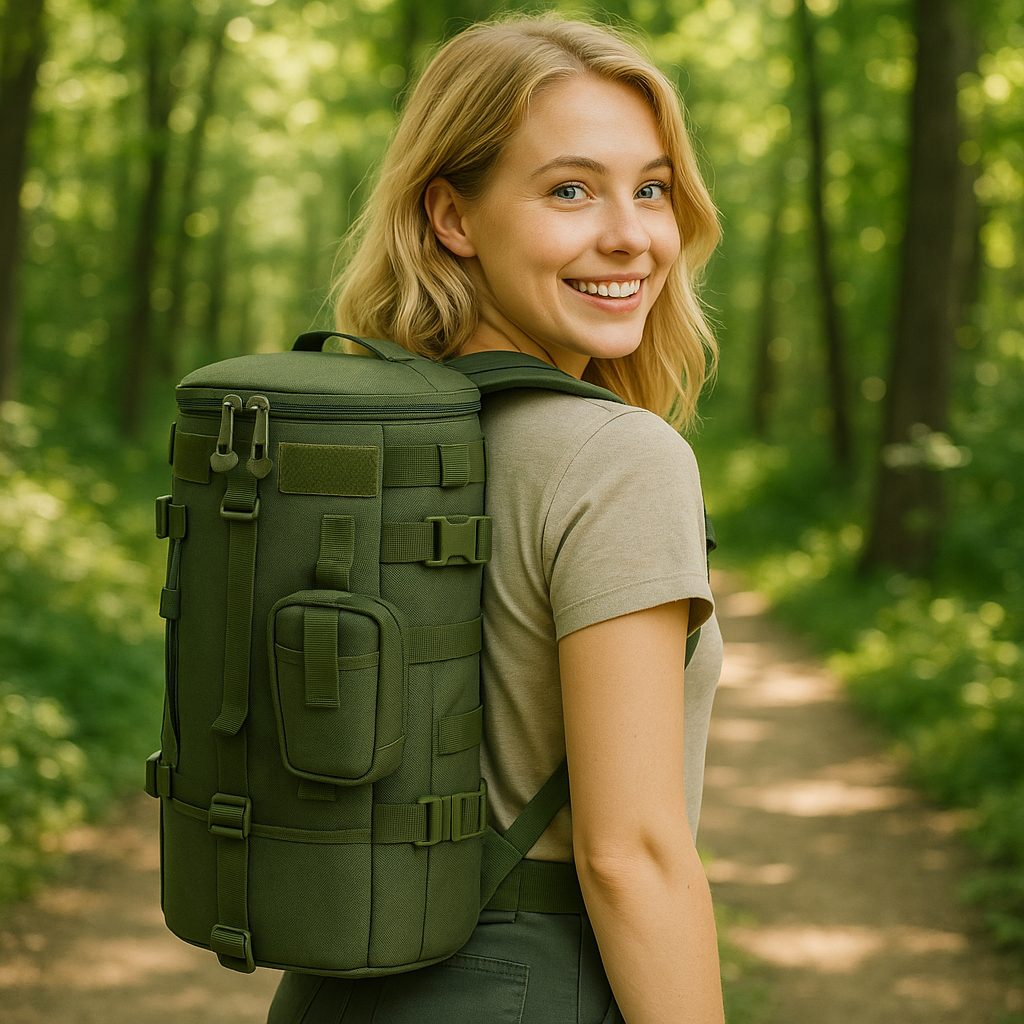 sac à dos pour la peche femme blonde forêt