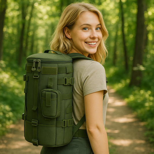 sac à dos pour la peche femme blonde forêt