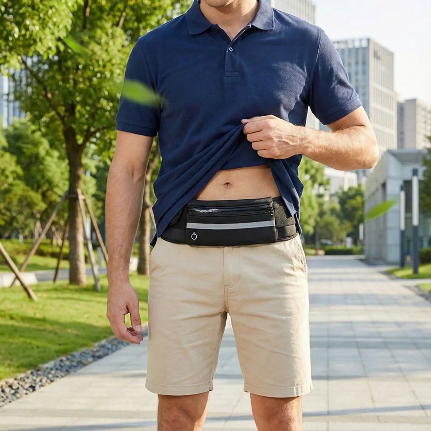 sac banane noir sous polo homme