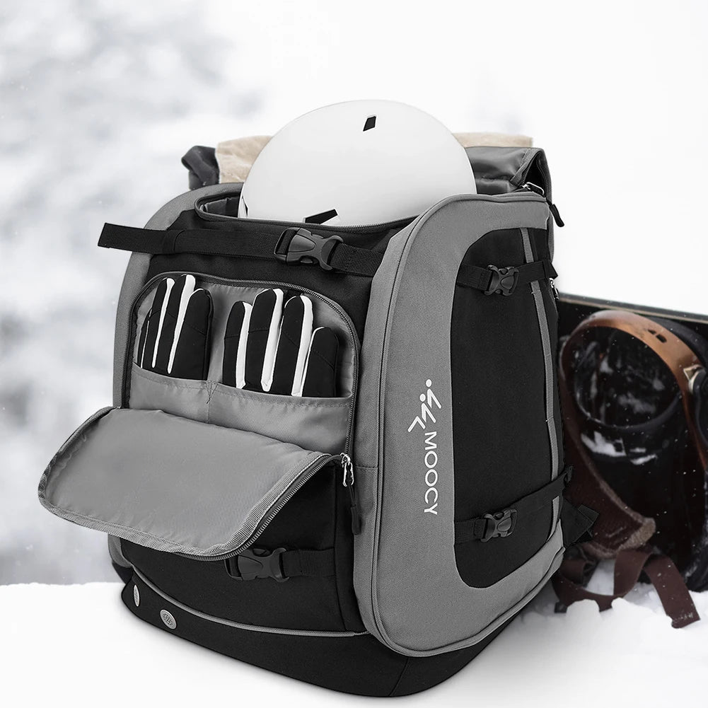 sac bottes de ski avec démonstration pochette avant et supérieure