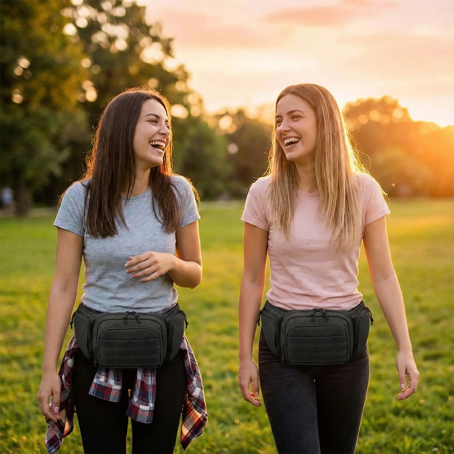 sacoche tactique sac banane robuste deux jeunes femmes dans un parc